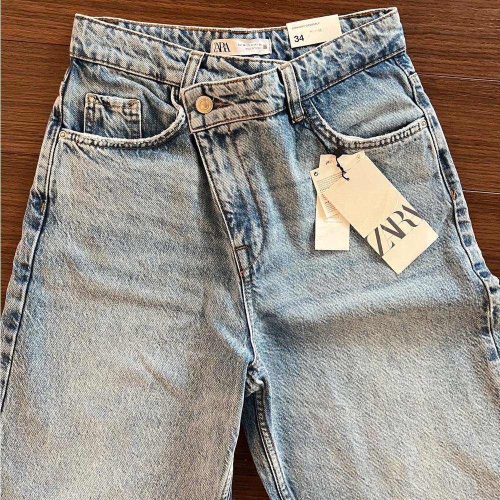 Zara Crossover Wide Leg High Waisted Jeans
